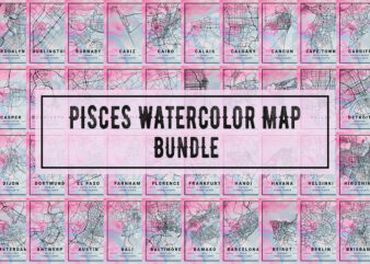 Pisces Watercolor Map Bundle