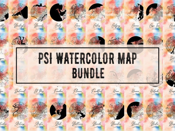 Psi watercolor map bundle t shirt illustration