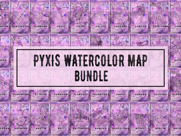 Pyxis watercolor map bundle t shirt illustration