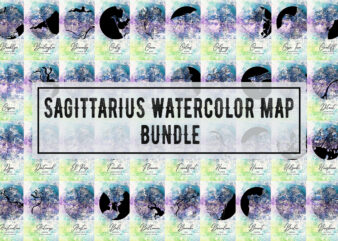 Sagittarius Watercolor Map Bundle t shirt template vector