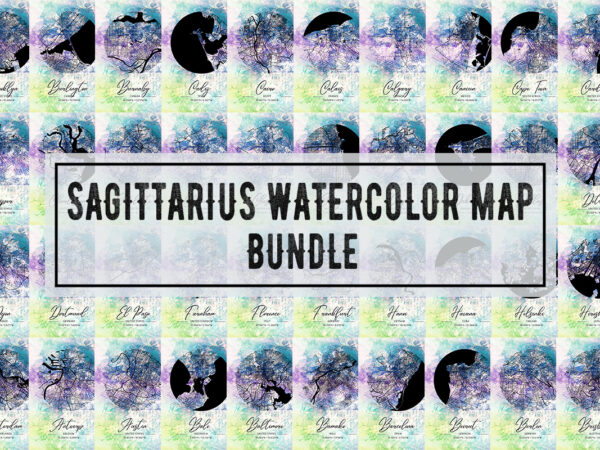 Sagittarius watercolor map bundle t shirt template vector