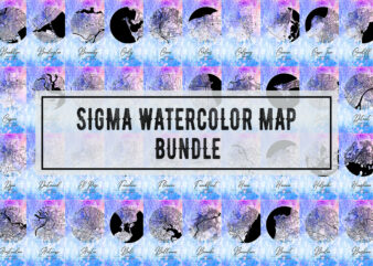 Sigma Watercolor Map Bundle t shirt template vector
