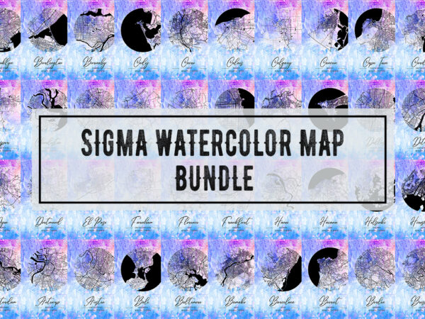 Sigma watercolor map bundle t shirt template vector