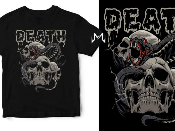 Death (snake and skull) t shirt vector illustration