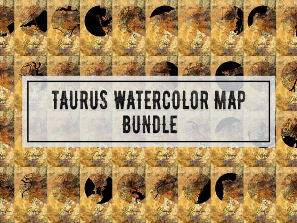 Taurus watercolor map bundle t shirt designs for sale