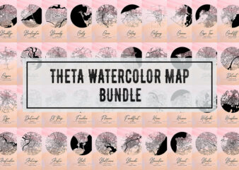 Theta Watercolor Map Bundle t shirt designs for sale
