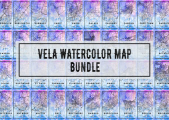 Vela Watercolor Map Bundle