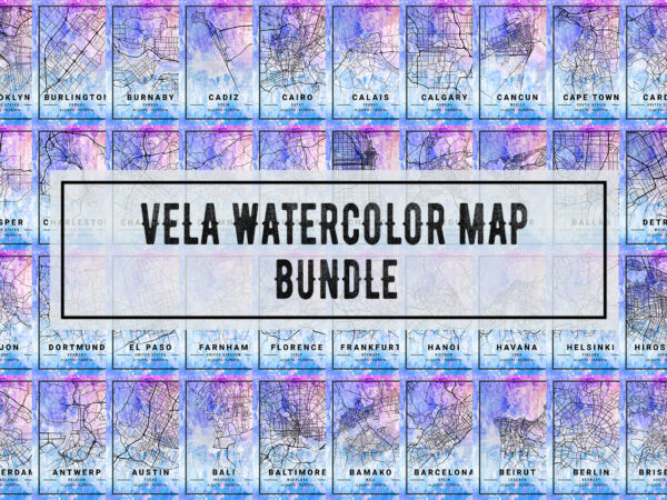 Vela watercolor map bundle t shirt vector art