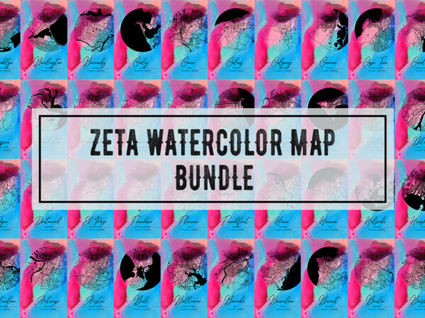 Zeta watercolor map bundle t shirt graphic design