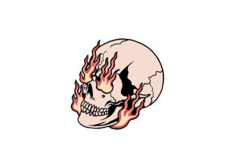 burning skull t shirt template