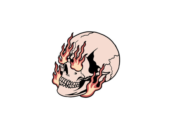 Burning skull t shirt template