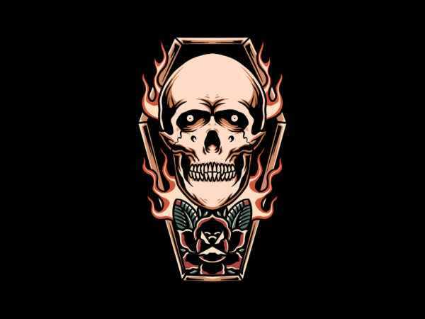 Coffin skull t shirt vector file