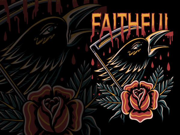 Faithful traditional illustration for t-shirt