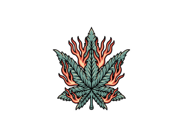 Flaming ganja t shirt graphic design
