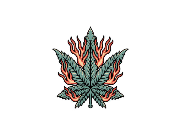 Flaming ganja t shirt graphic design