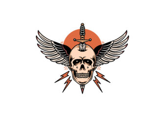 flying skull t shirt graphic design