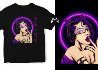 girlcyberpunk t shirt design template