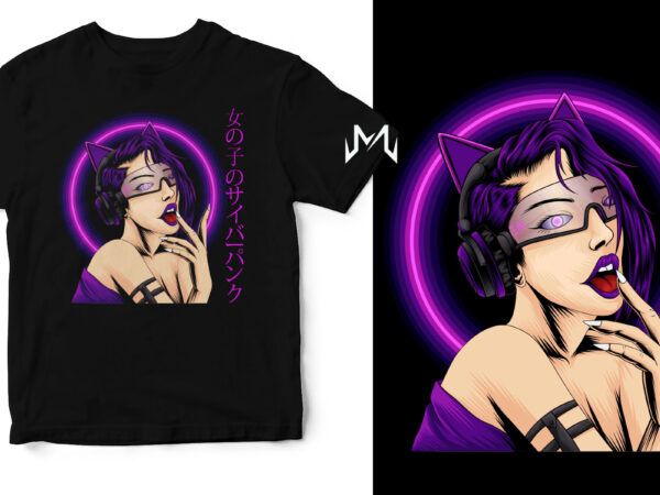Girlcyberpunk t shirt design template Girlcyberpunk t shirt design template