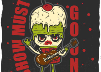 Ice cream musician with a guitar, t-shirt design