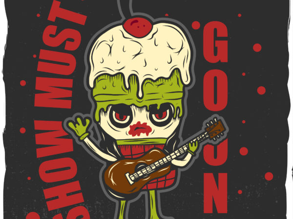 Ice cream musician with a guitar, t-shirt design