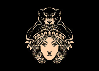 lady panther tattoo inspired t shirt vector graphic
