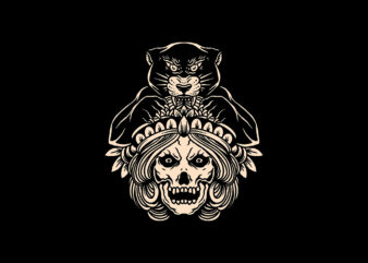 lady skull panther tattoo inspired
