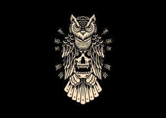 monster owl black and white t shirt designs for sale