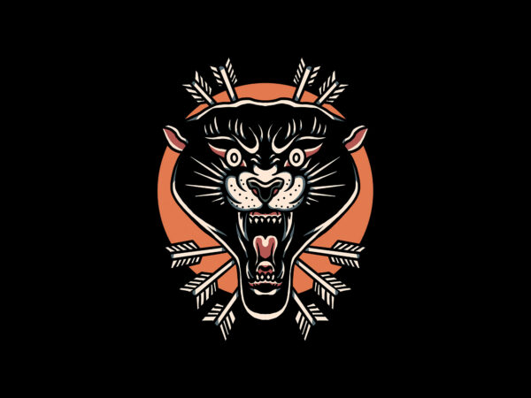 Panther and arrows t shirt illustration