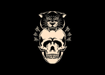 panther skull black and white