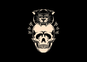panther skull black and white