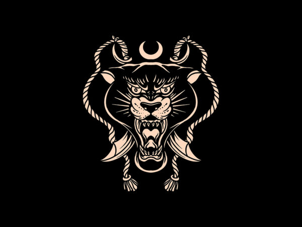 Panther swords black and white t shirt illustration