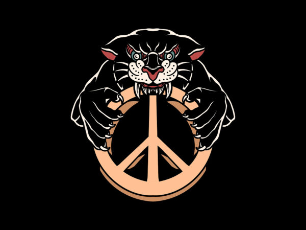 Peace panther t shirt illustration