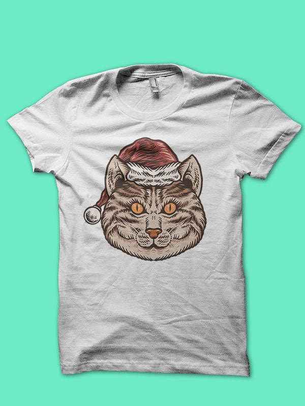 t-shirt vector santa cat