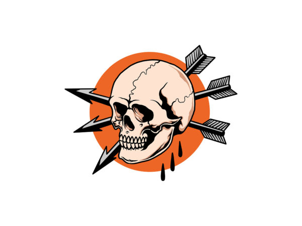 Skull and arrows t shirt template vector