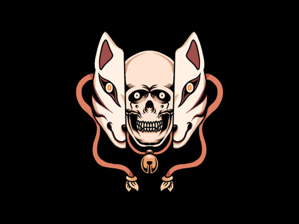 Skull kitsune t shirt template vector