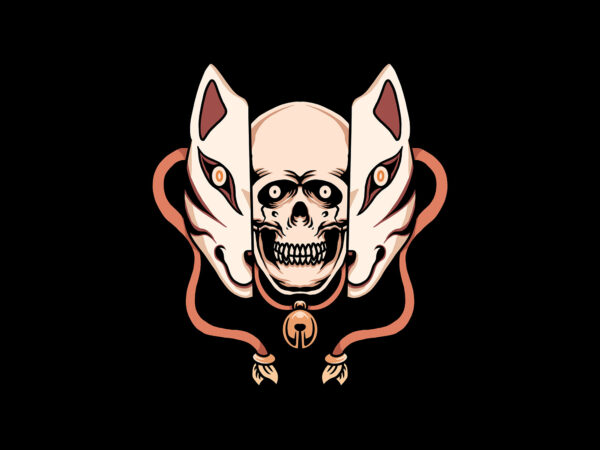 Skull kitsune t shirt template vector