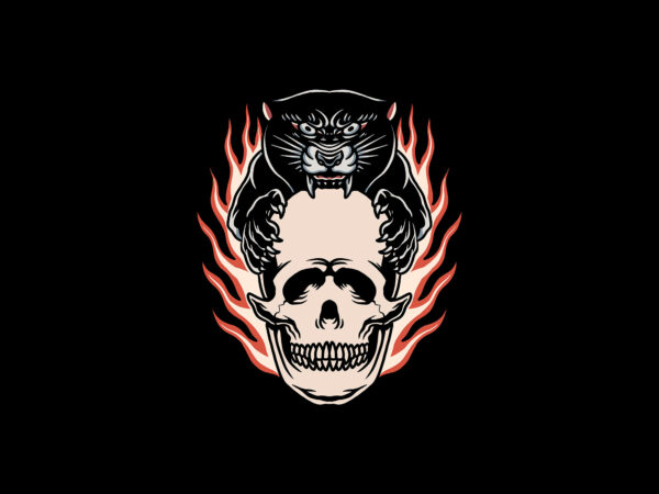 Skull panther tattoo t shirt template vector