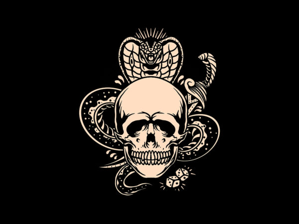 Snake skull and dagger t shirt template vector