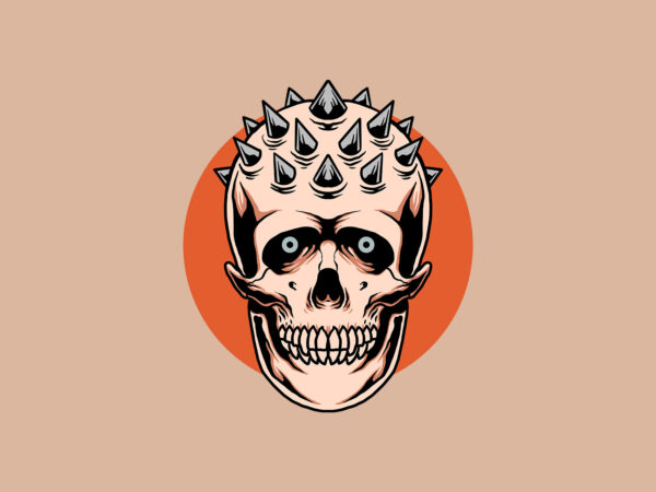 Spikey skull tattoo t shirt template vector