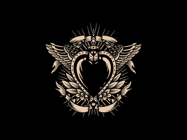 Strong heart tattoo inspired t-shirt design