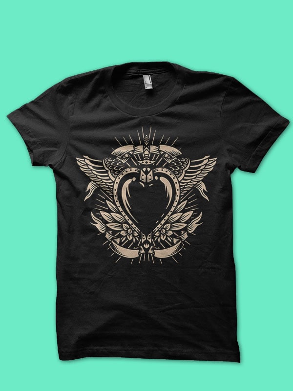 strong heart tattoo inspired t-shirt design