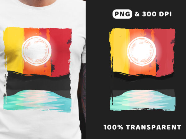 Mountain with moon light background png t shirt designs for sale