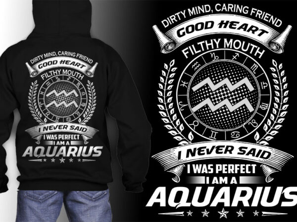 Aquarius zodiac tshirt design psd file editable text and layer png, jpg psd file