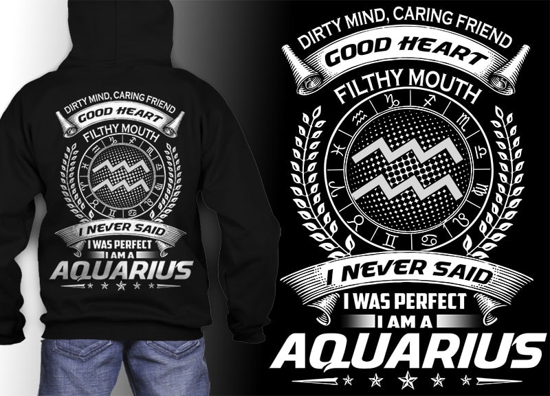 aquarius zodiac tshirt design psd file editable text and layer png, jpg psd file