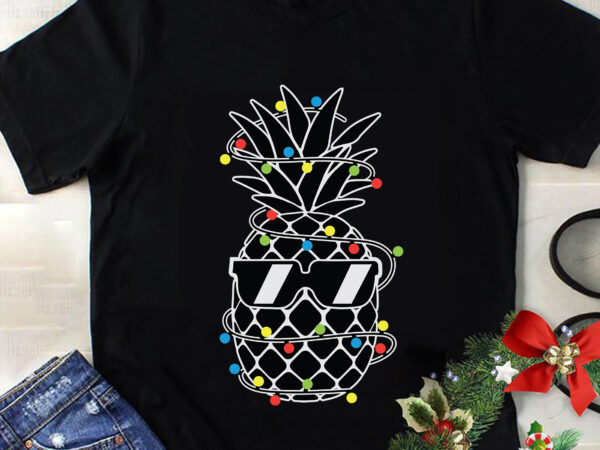 Pineapple with christmas light svg, christmas svg, tree christmas svg, tree svg, santa svg, snow svg, merry christmas svg, hat santa svg, light christmas svg t shirt illustration