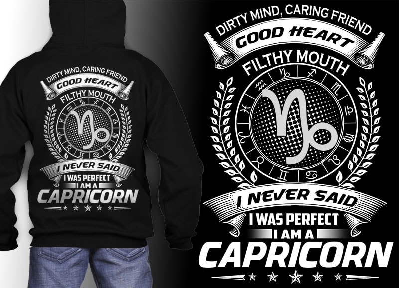 capricorn zodiac tshirt design psd file editable text and layer png, jpg psd file