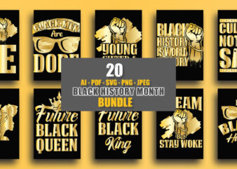 Gold Black history or juneteenth t shirt design bundle