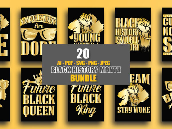 Gold black history or juneteenth t shirt design bundle