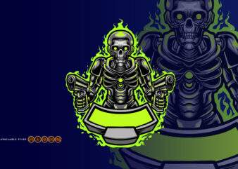Humanoid robot Skull Cyberpunk Mascot