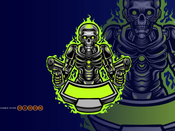Humanoid robot skull cyberpunk mascot graphic t shirt